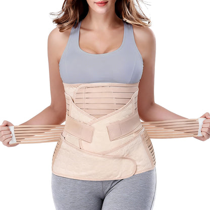 3 in 1 Postpartum Belly Band - Postpartum Belly Support Recovery Wrap, After Birth Brace, Slimming Girdles, Body Shaper Waist Shapewear, Post Surgery Pregnancy Belly Support Band (S/M, Beige)