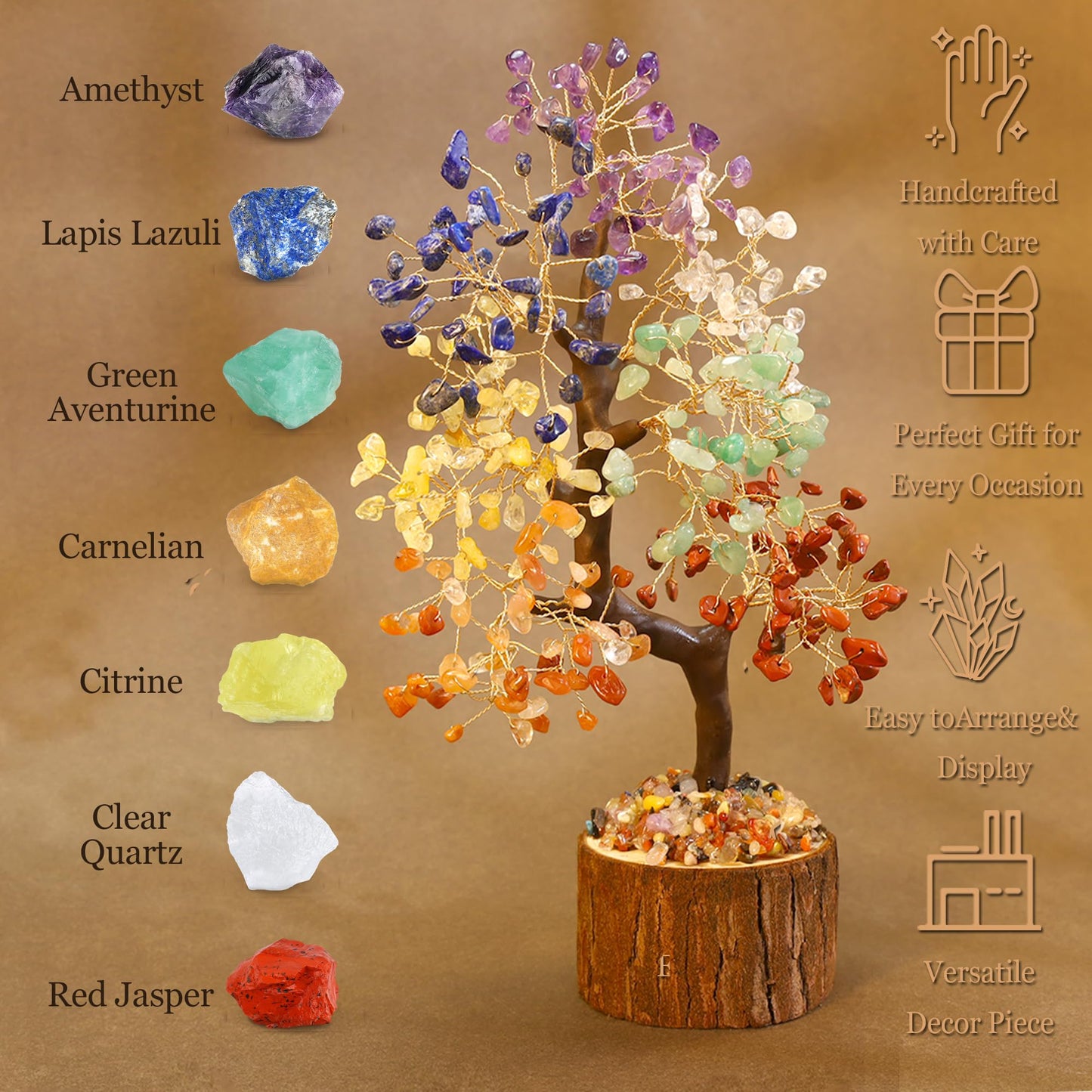 MAIBAOTA 7 Chakra Tree Crystal Tree of Life Decor Birthday Gifts for Women Healing Crystals for Positive Energy Spiritual Gift for Sister and Mom Housewarming Gifts New Home Money Trees Decoration