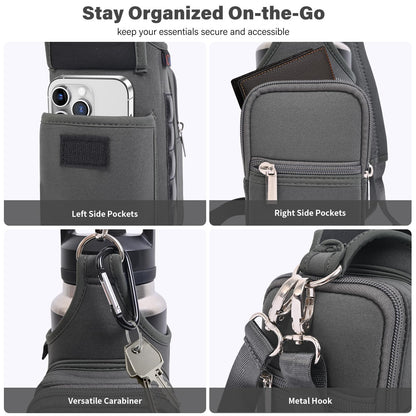 icolor Magnetic Gym Bag Water Bottle Carrier Holder with Phone Pockets & Shoulder Strap Small Gym Bag 5 Built-in Magnets Gym Accessories Organizer Magnetic Bottle Pouch for Men Women (Gray)