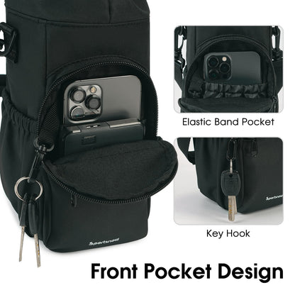 sportsnew Water Bottle Holder with Strap 32oz 40oz Crossbody Insulated Cup Sleeve Water Bottle Carrier Sling Bag with Phone Pocket Pouch for Walking Hiking Travelling, Black
