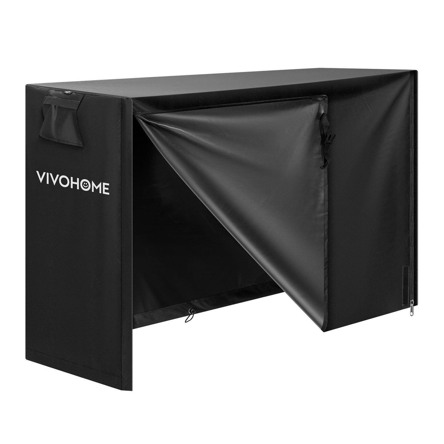 VIVOHOME 5ft Heavy Duty Indoor Outdoor Firewood Storage Log Rack with Cover Combo Set Black and 5ft Outdoor Firewood Storage Cover with Zipper and Hook Loop Tape (Log Rack not Included)