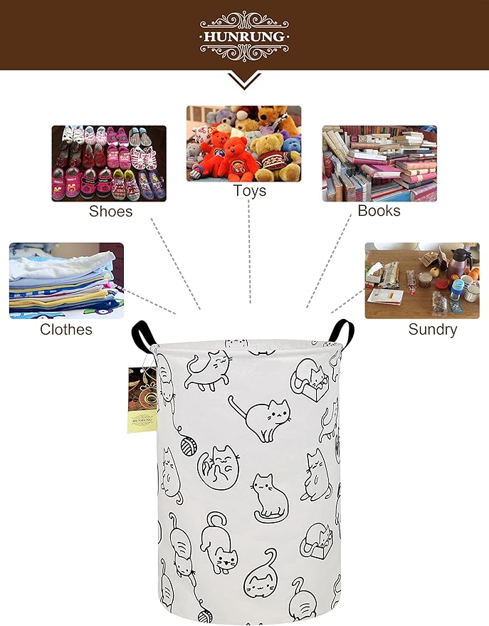 HUNRUNG Laundry Hamper, Large Canvas Fabric Lightweight Storage Basket Toy
