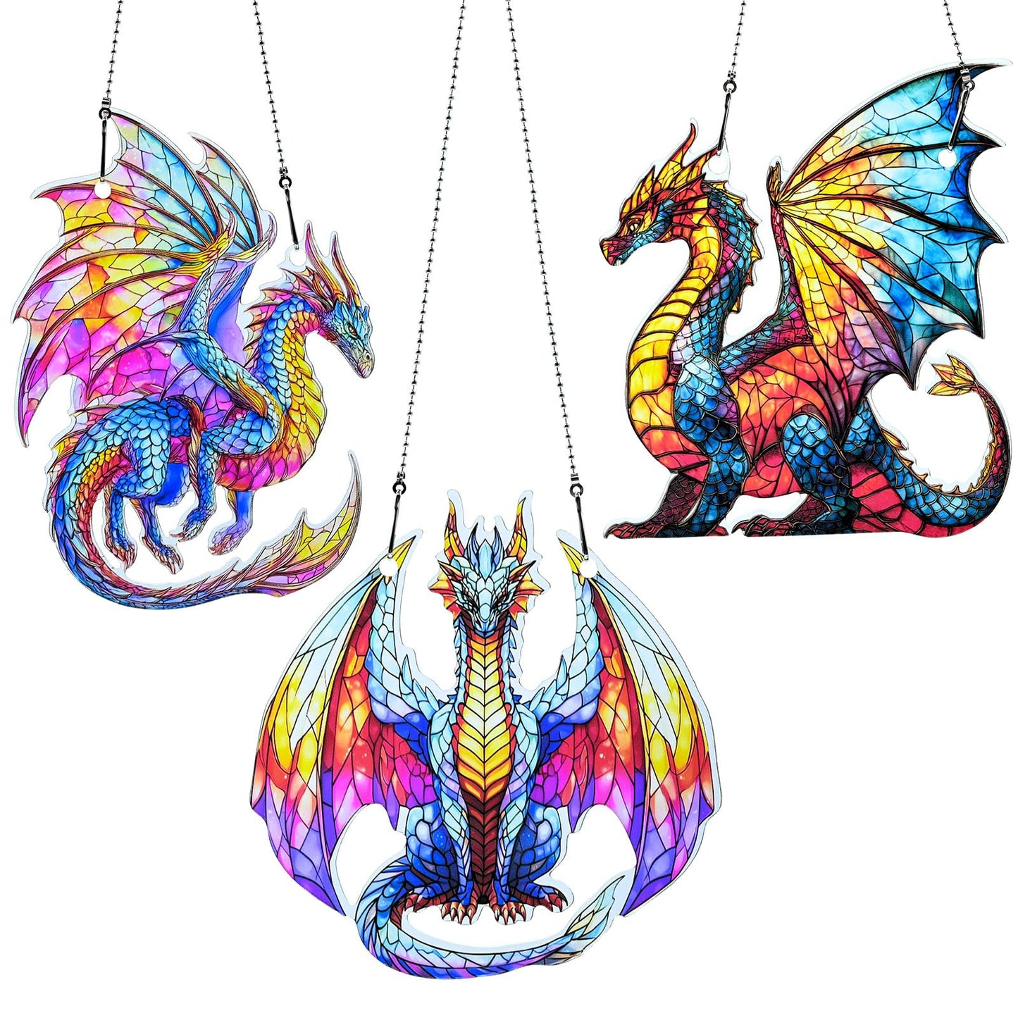 Dragon Ornament Acrylic Suncatcher Window Hanging Wall Decor for Indoor Outdoor Doors Home