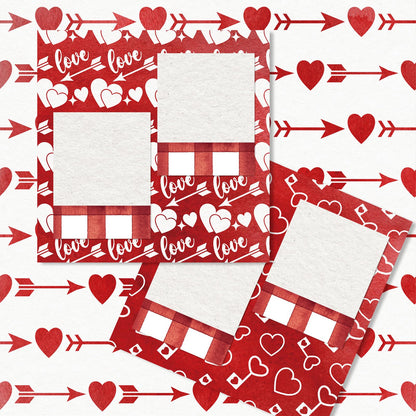 JarThenaAMCS 32 Sheets Valentine Pattern Paper Red White Love Heart Arrow Scrapbook Specialty Paper Double Sided Decorative Art Paper for DIY Crafts Supplies, 6 x 6 Inch