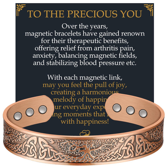 Jecanori Copper Bracelet for Men, 18X Strength Mens Magnetic Copper Bracelets with 3,800 Gauss Magnets, 99.99% Pure Solid Copper, Copper Jewelry Gift