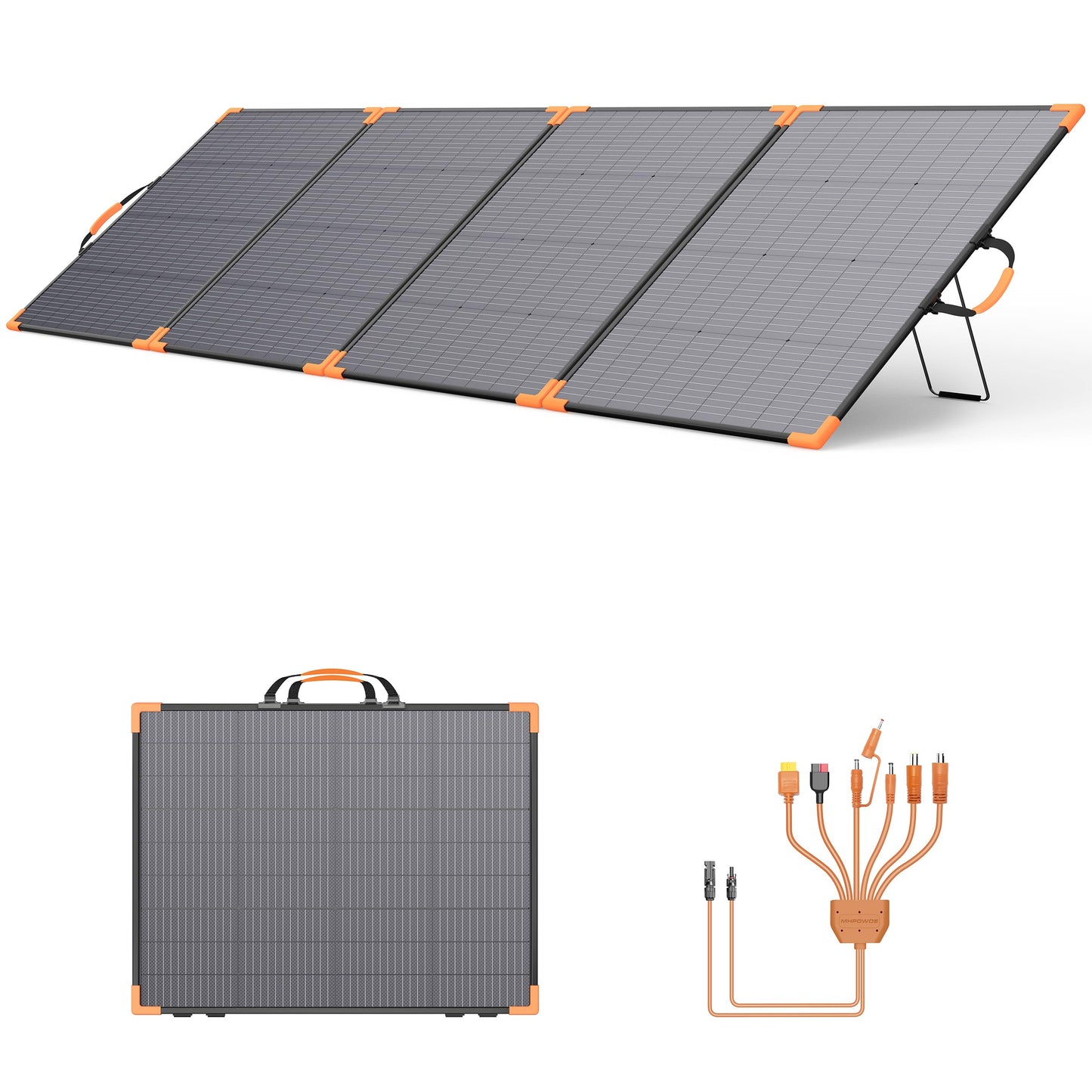 MHPOWOS 400W Bifacial Portable Solar Panel, 33V Lightweight Foldable Solar Charger for Power Station, IP68 Waterproof 23.5% High Efficiency with Adjustable Kickstands for Camping RVs Home Backup