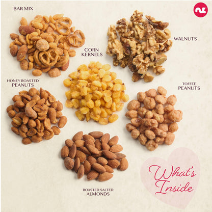 NUT CRAVINGS - Valentines Day Mixed Nuts Heart Shaped Gift Basket, Love in A Box (6 Assortments, 2 LB) Romantic Food Arrangement, Healthy Snack Care Package, Food Assortments
