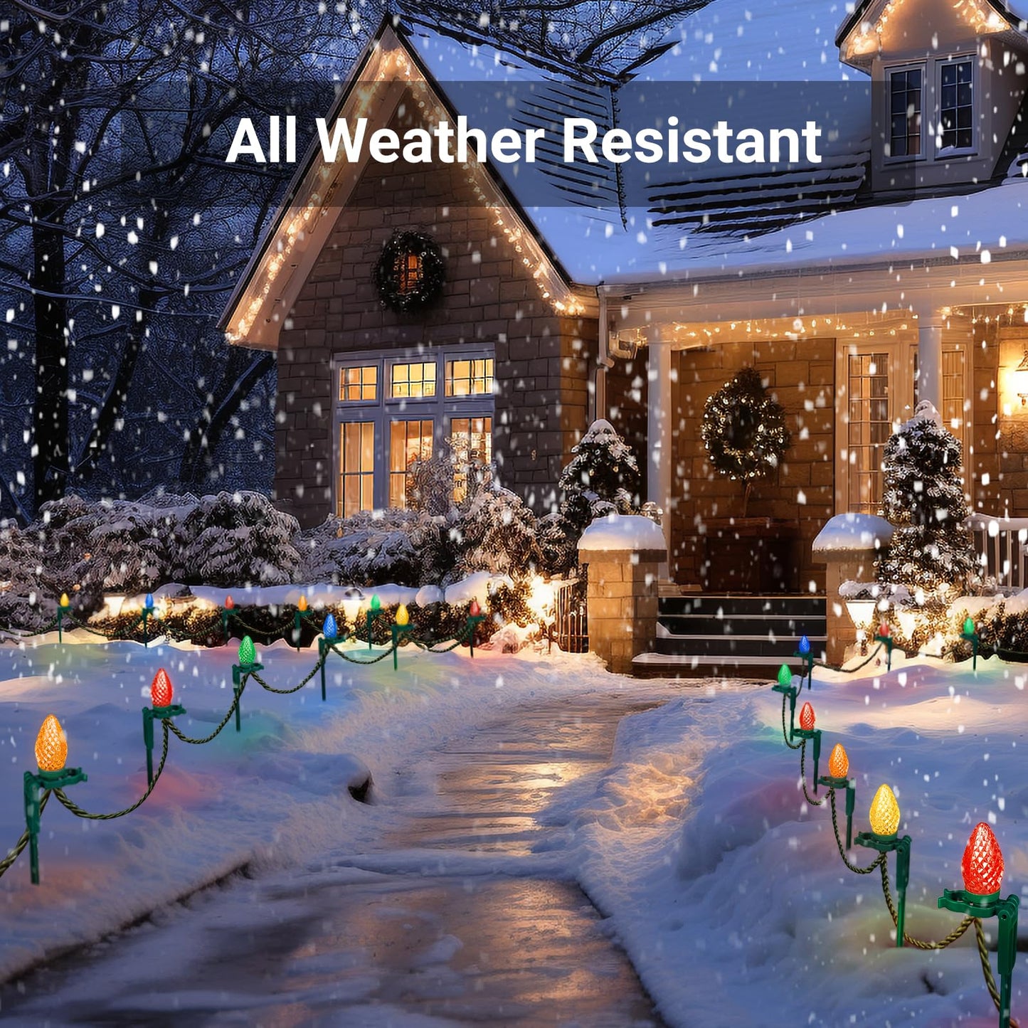 SURAIELEC 50 PCS Christmas Light Stakes, 9.5" Tall Stakes for C7 C9 Christmas Lights Outdoor, Univeral Plastic Light Stakes for Yard, Holiday Decorations, Pathway, Driveway, Lawn, Green