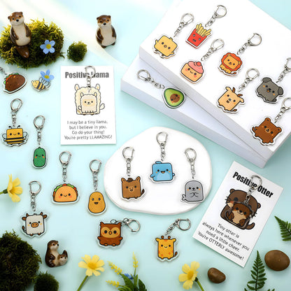 Kigeli 20 Sets Positive Keychains Bulk Employee Appreciation Gifts Acrylic Thank You Animal Keychains for Office Employee Coworker