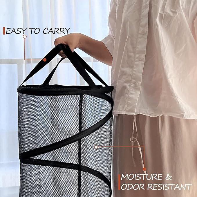 BATTOO 2 Pack Black X-Large Collapsible Laundry Basket Foldable Mesh Pop Up
