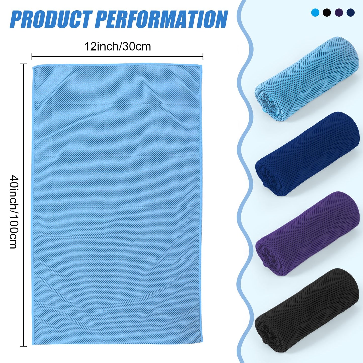 NUOYEE 4 Pack Cooling Towels Wrap for Neck Face,Ice Cold Towel Rags Quick Dry for Gym Fitness Yoga Tennis Cycling Running Hiking Workout Sweat(Multicolor-02)