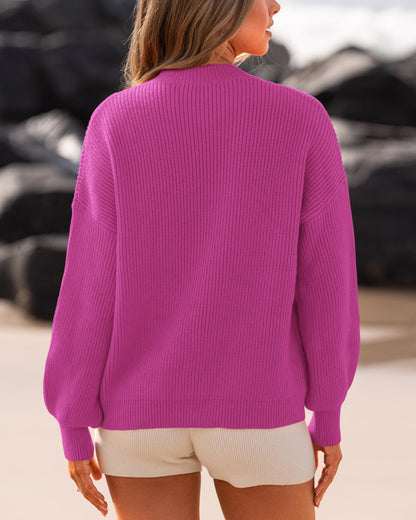 BTFBM Womens Casual Long Sleeve Sweaters Crew Neck Oversized Ribbed Knit Pullover Sweater 2025 Fall Winter Jumper Tops