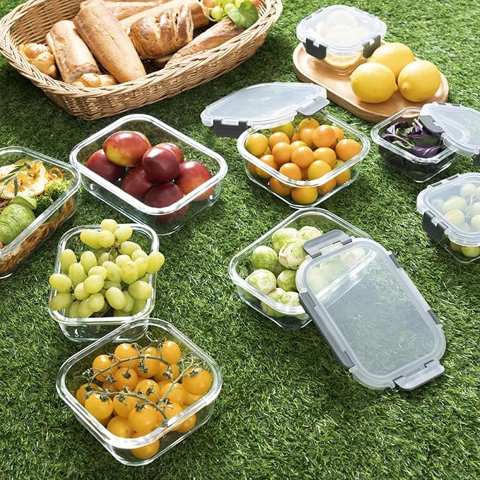 18 Pieces Glass Food Storage Containers