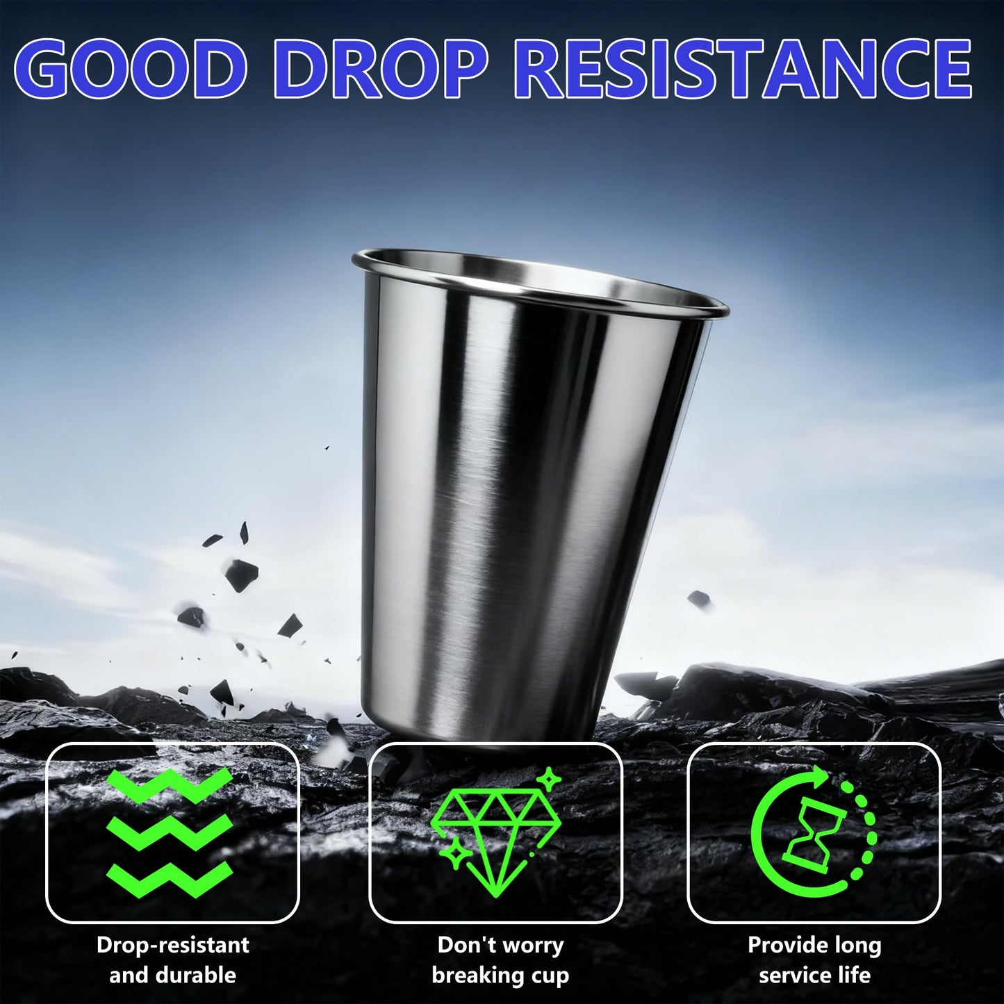 WELVRVIR 20oz 50PCS Stainless Steel Pint Cup,Pint Tumbler,Reusable metal Cups,Stainless Steel Water Tumbler,BPA Free,Stackble,Durable,Unbreakable Metal Drinking Glasses for Bar,Banquet Mugs (50, 20OZ)