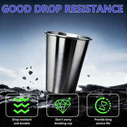 WELVRVIR 20oz 50PCS Stainless Steel Pint Cup,Pint Tumbler,Reusable metal Cups,Stainless Steel Water Tumbler,BPA Free,Stackble,Durable,Unbreakable Metal Drinking Glasses for Bar,Banquet Mugs (50, 20OZ)
