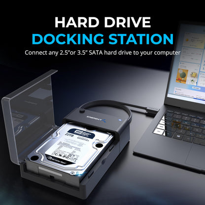 SABRENT Hard Drive Docking Station, SSD HDD 2.5 3.5 Inch SATA to USB Adapter, External SSD Enclosure Hard Drive Reader, Fast Data Transfer Hard Drive Enclosure, Tool-Free (EC-DFLT)