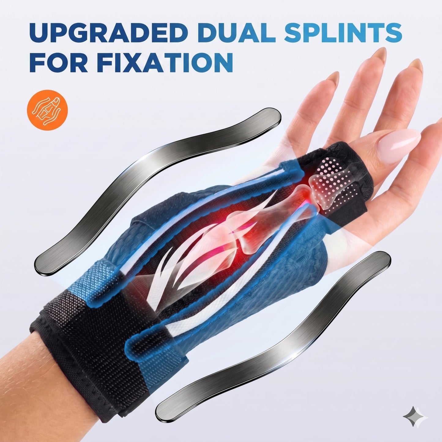FITSOON Thumb Support Brace | Upgraded Thumb Spica Splint Stabilizer Pain Relief Night Support for De Quervain’ s Tenosynovitis Trigger Finger Arthritis Sprains | Breathable Fabric (Milky White/Black, S/M _ Fit both hands)