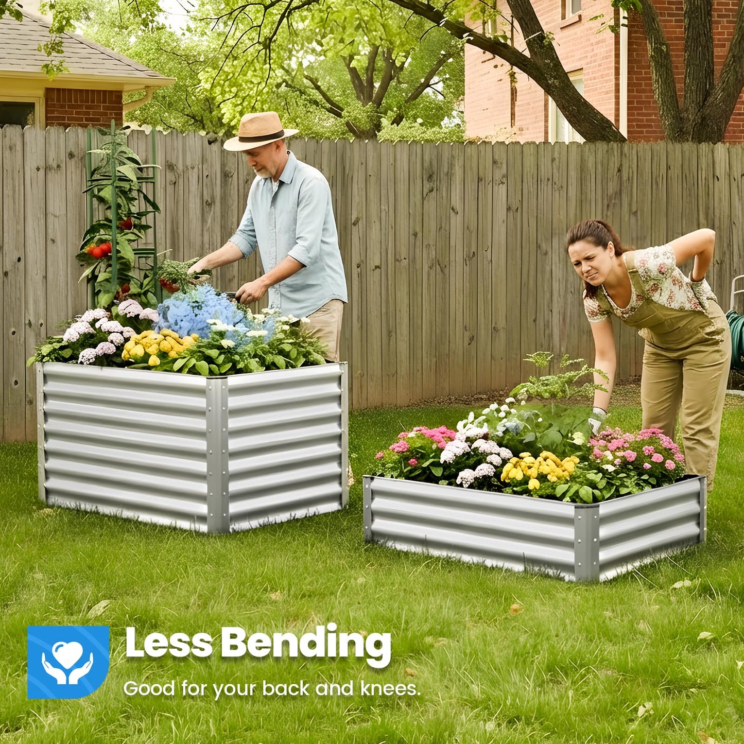 Quictent Galvanized Raised Garden Bed 4x3x2ft Tall Garden Bed Extra Height 22.4" Hold 24cft Soil Outdoor Heightened Planter Box for Deep Root Vegetables Herbs Tomato Cage Included, Silver