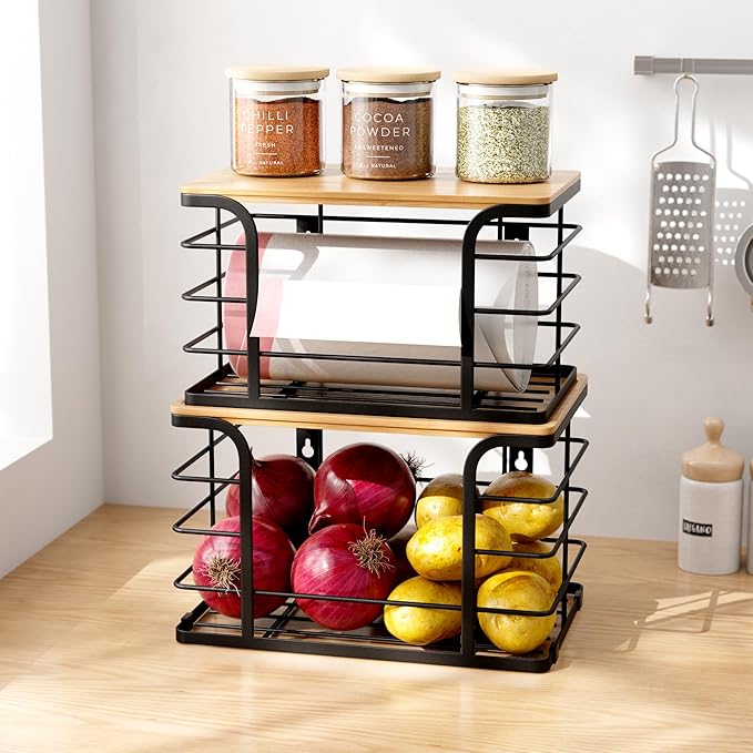 2 Pack Extra Large Stackable Pantry Organizers and Storage, Wall Mount Trash