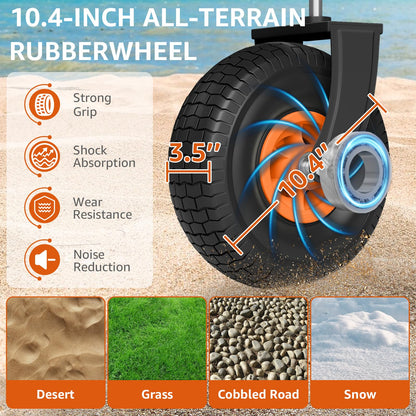 Beach Wagon with Big Wheels for Sand - Heavy Duty 10" Wheel Collapsible Wagons Foldable Large Wagon Cart Folding All Terrain for Camping