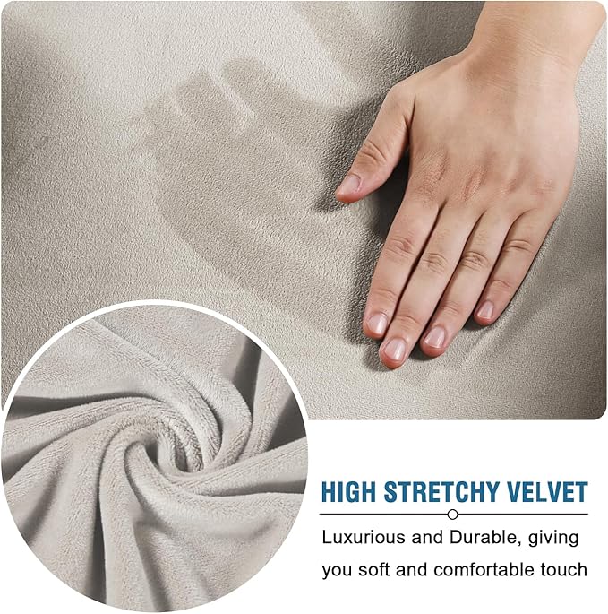 H.VERSAILTEX Real Velvet Plush 3 Piece Stretch Sofa Covers Couch Covers