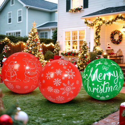 TaoQ C 3 PCS 32 Inch Christmas Inflatable Balloons PVC Large Christmas Inflatable Outdoor Balls for Xmas Garden Lawn Yard Holiday Front Door Decoration