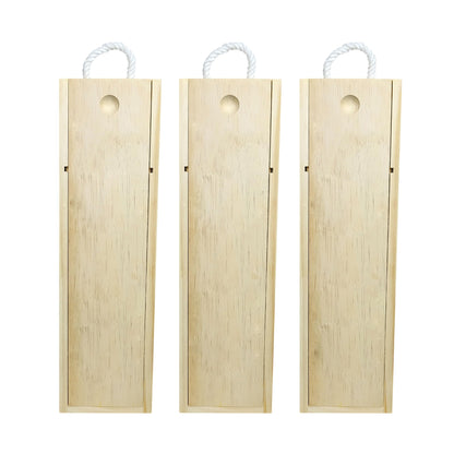 ARTAWEIN Premium DIY Wooden Wine Box - Ideal for 750ml Storage & Shipping with Single Bottle Holder and Rope Carry Handle for Birthday Party, Housewarming, Wedding, Anniversary (3 pack)