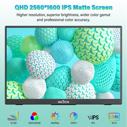 InnoView Portable Monitor Touchscreen 15.6" 1080P 10-Point Touch Screen Monitor Portable with Protective Sleeve Built-in Stand, 1200:1 HDMI USB C Travel Monitors for Laptop, PC, Phone