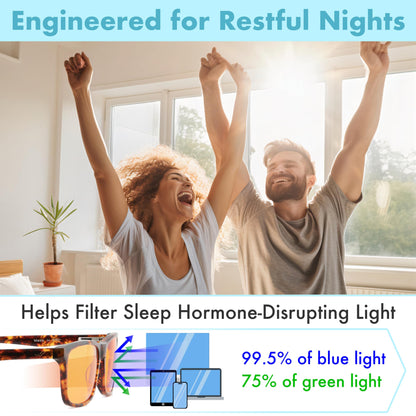 Orange Blue Light Blocking Glasses for Better Sleep - 99.5% Premium Acetate Computer Migraine Glasses for Women & Men - Amber Gaming Glasses - TV Blue Light Blockers Gamer Glasses for Eye Strain