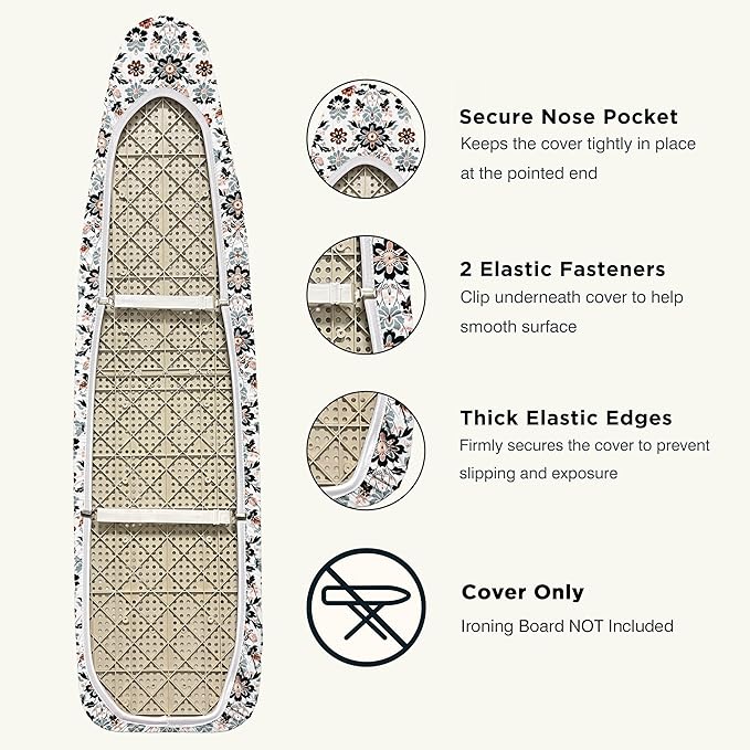 Ironing Board Cover and Pad 15"x54" Extra Thick Natural Cotton, Scorch and