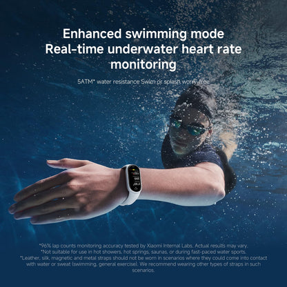 Xiaomi Smart Band 10 Fitness Tracker, 1.72" AMOLED Display, 21-Day Battery Life, 150+ Sports Modes, Heart Rate & Sleep Monitoring, Electronic Compass, 5ATM Waterproof, 2-Year Warranty – Glacier Silver