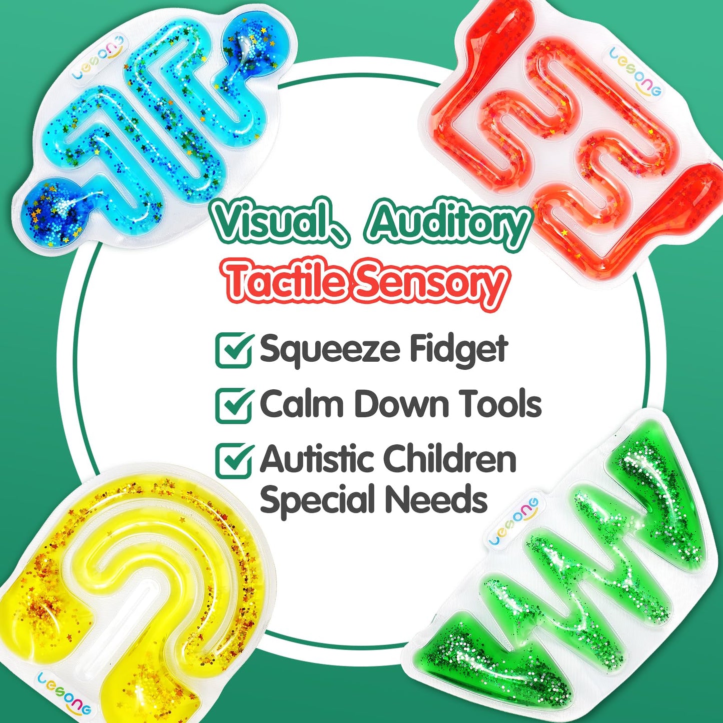Squishy Sensory Fidget Toys for Kids - Autism Sensory Quiet Fidget for Classroom Students Autistic Children Special Needs, Anxiety Relief for Calm Down, Squeeze Sensory Tube Easter Basket Essentials
