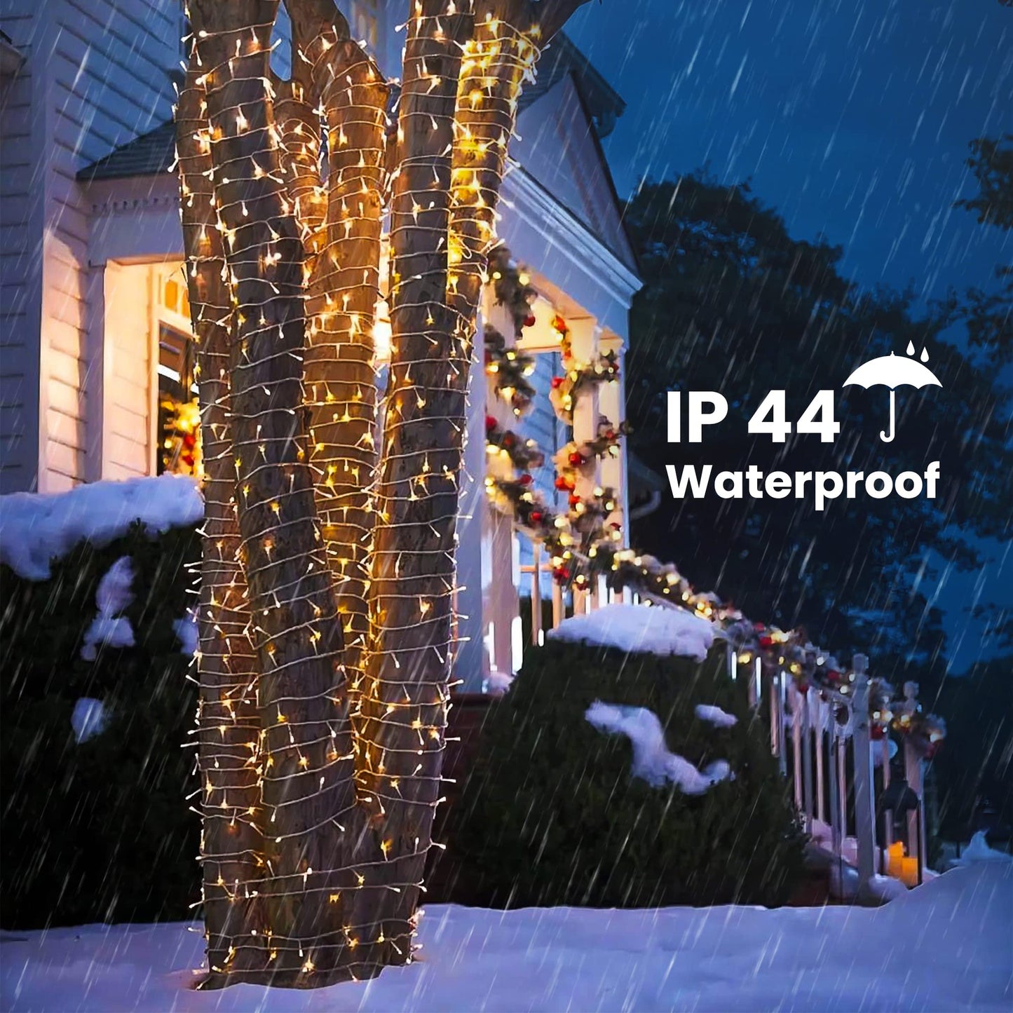 175Ft Christmas Lights Outdoor, 500 LED Christmas String Lights with 8 Modes, Timer, Waterproof Fairy Twinkle Light for Party, Garden, Patio Home Weddings Holiday Xmas Tree Decorations (Warm White)