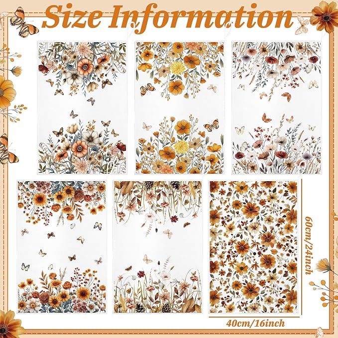 Geyoga 6 Pcs Spring Floral Kitchen Towels Flamingo Dish Hand Towels Sunflower