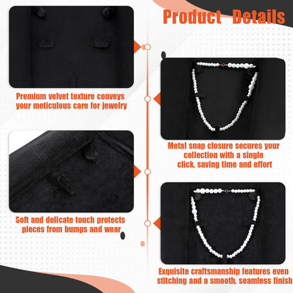 6 PCS Black Velvet Jewelry Travel Folder, Necklace Organizer Foldable Velvet Jewelry Pouches Foldable with Metal Buckle Gift Box for Necklace, Bracelets, Travel, Business Trips and Gift Wrapping