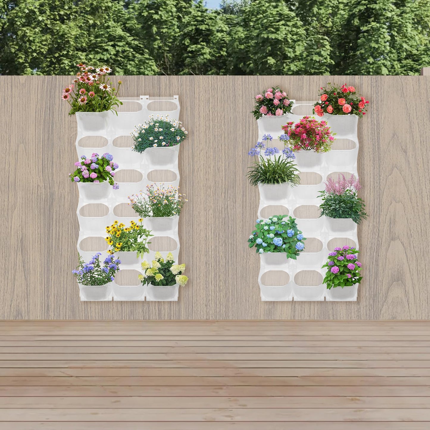 AGULIUM 36 Pots Vertical Wall Planter, Indoor/Outdoor Vertical Garden Wall, Stackable Flower Pot Holder for Living Plants Flowers Herbs Vegetables for Home Garden Patio Balcony Office Building