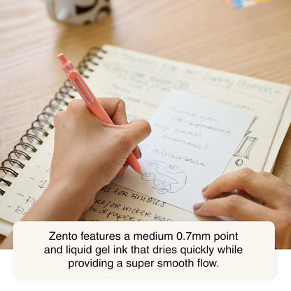 uni-ball Zento Gel Ink Rollerball Pens, 4 Black Medium Point Smooth Writing Pens, Colored Japanese Pens, Muted Colors