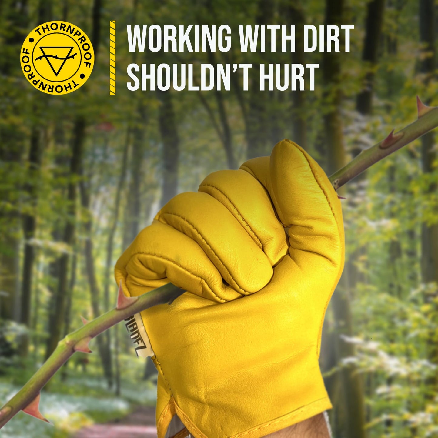 Bladez Thorn Proof Gardening Gloves for Men and Women, Large Thick Heavy Duty Cowhide Leather Palm and Top Sides, Warm Soft Inner Liner, Bramble-Proof Strong Double-Stitched (Medium Pair of 2)
