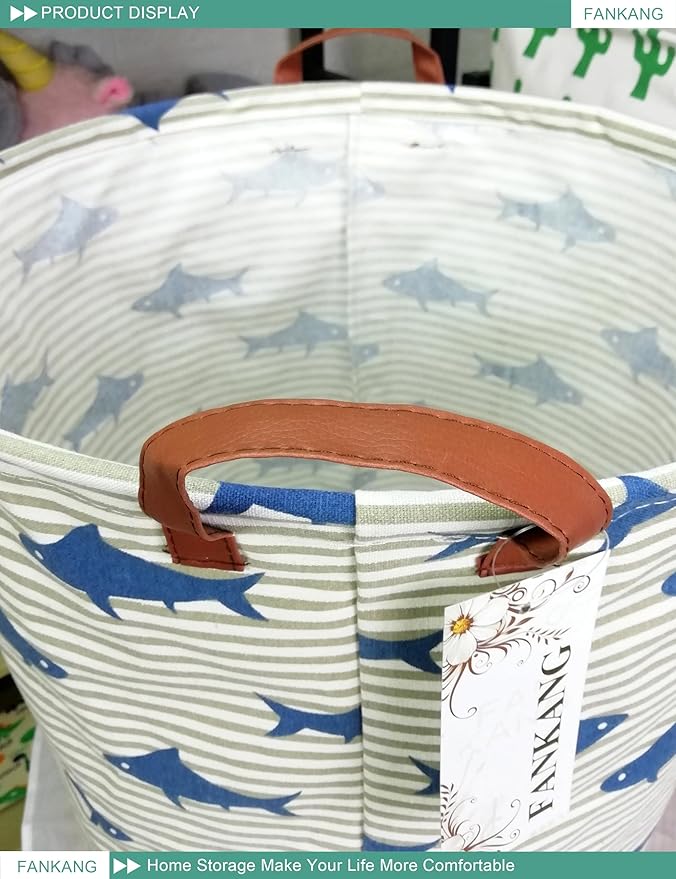 FANKANG Storage Basket, Nursery Hamper Canvas Laundry Basket Foldable