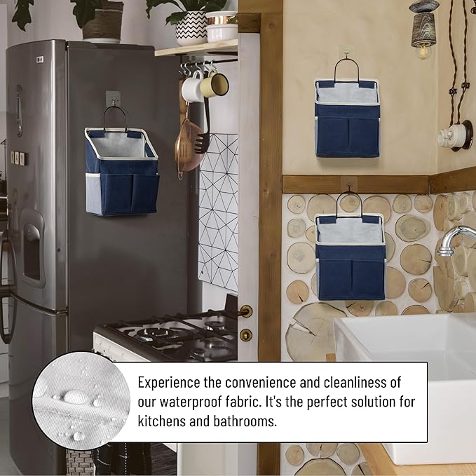 2pcs Wall Hanging Storage Bag, Small Door Closet Linen Fabric Pockets Organizer