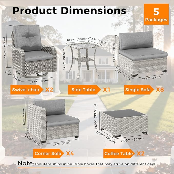 14-Seat Modern Patio Furniture Set