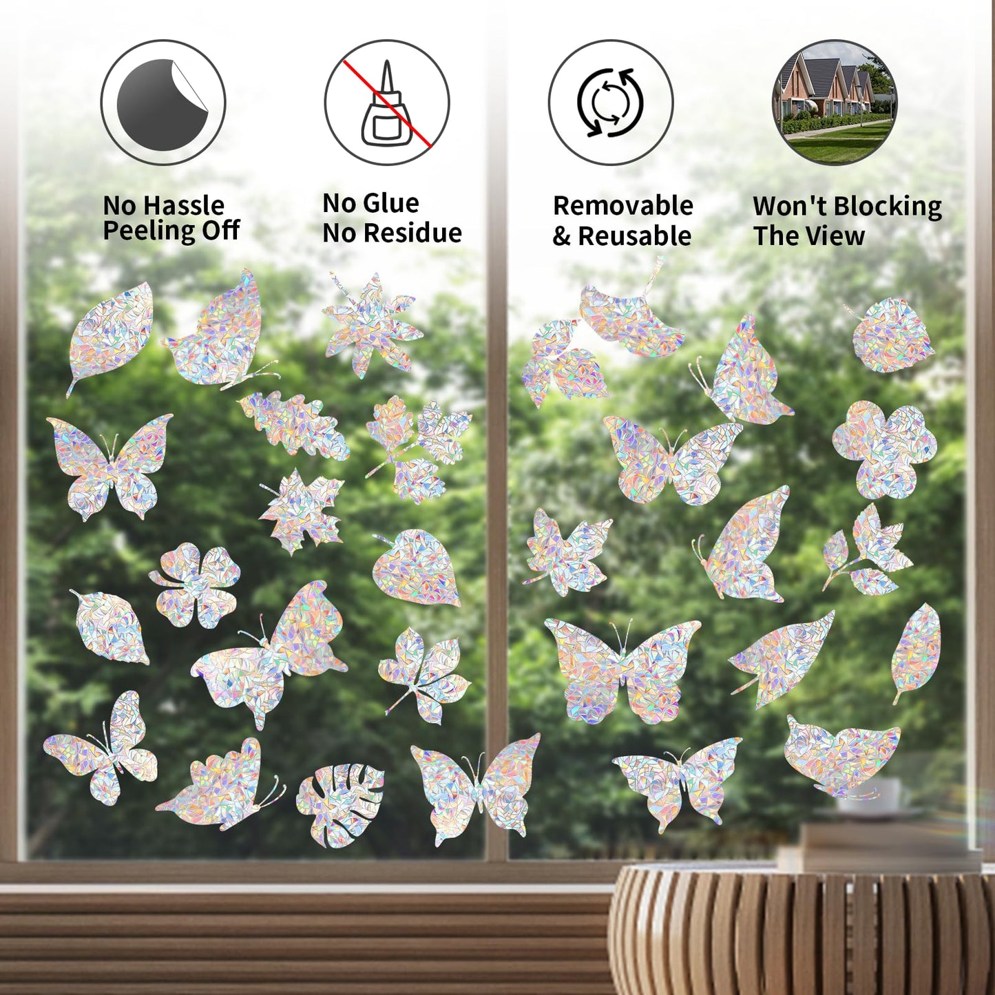 30 Anti Collision Window Decals for Bird Strike Prevention, Window Clings Suncatcher Stickers