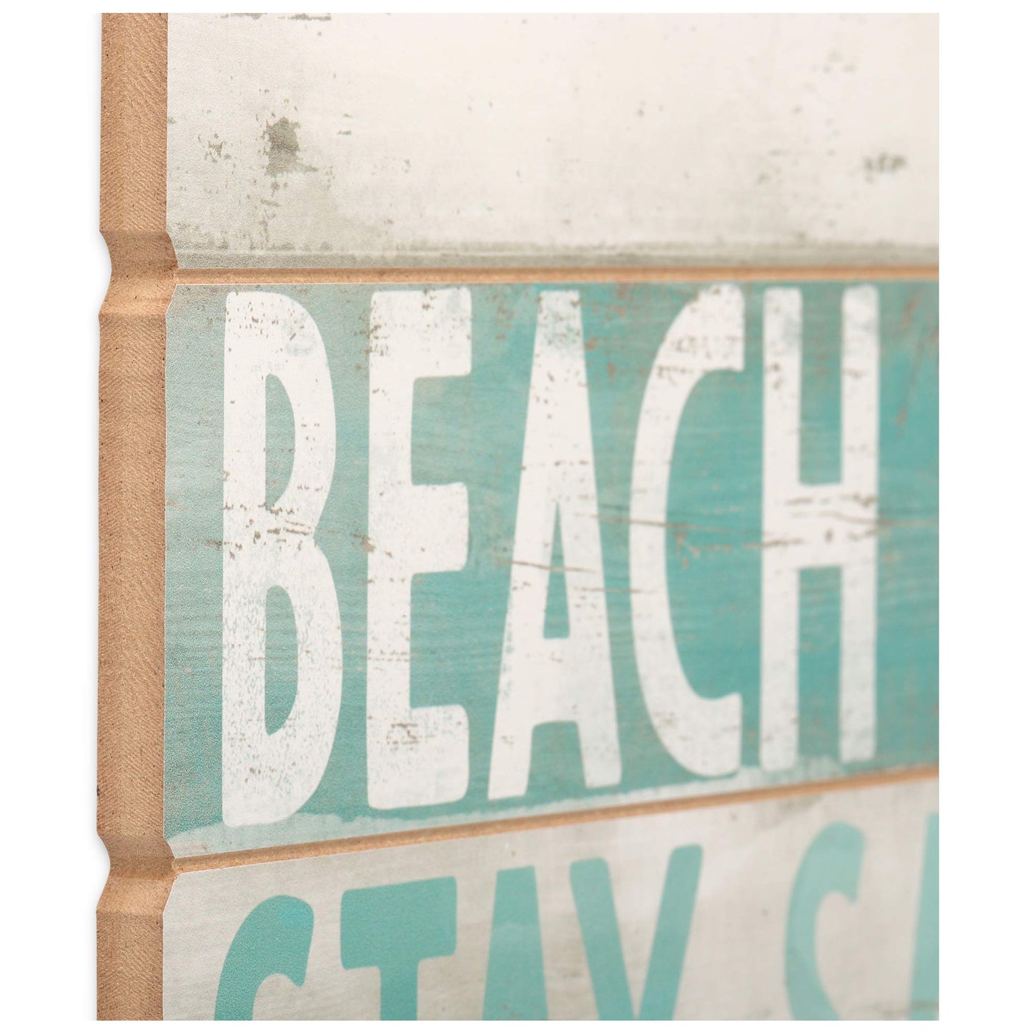 Open Road Brands Beach Life Wood Wall Decor - Distressed Planked Wood Beach Sign For Living Room or Bedroom