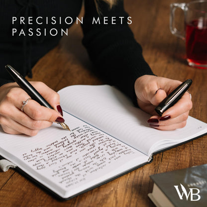 Wordsworth & Black Majesti Fountain Pen-(Black), Luxury Case, 24K Gold Finish; 18K Gilded Medium Nib- Ink Cartridges, Refillable Ink Converter-Calligraphy Pen-Best Business Gift Set for Men & Women
