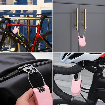 YAODHAOD Combination Cable Lock, Retractable Steel Cable Luggage Lock with 39inch Retractable Steel Cable 3 Digit Combination Lock Travel Bike Helmet Snowboard Lock（Pink）