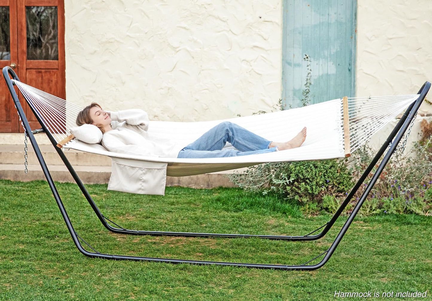 gafete Universal 2 Person Hammock Stand Only, 600 lbs Capacity, Fits 9 to 14ft Hammocks, Adjustable Double Heavy Duty Powder-Coated Steel Stand for Outside, Multi-Use (Black)