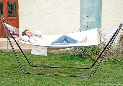 gafete Universal 2 Person Hammock Stand Only, 600 lbs Capacity, Fits 9 to 14ft Hammocks, Adjustable Double Heavy Duty Powder-Coated Steel Stand for Outside, Multi-Use (Black)