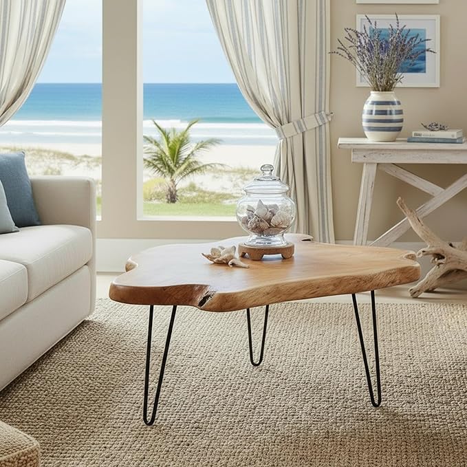 WELLAND Live Edge Cedar Wood Coffee Table