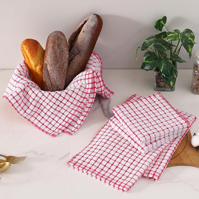 Homaxy Kitchen Towels and Dishcloths Set, 16 x 25 and 12 x 12 Inches, Super