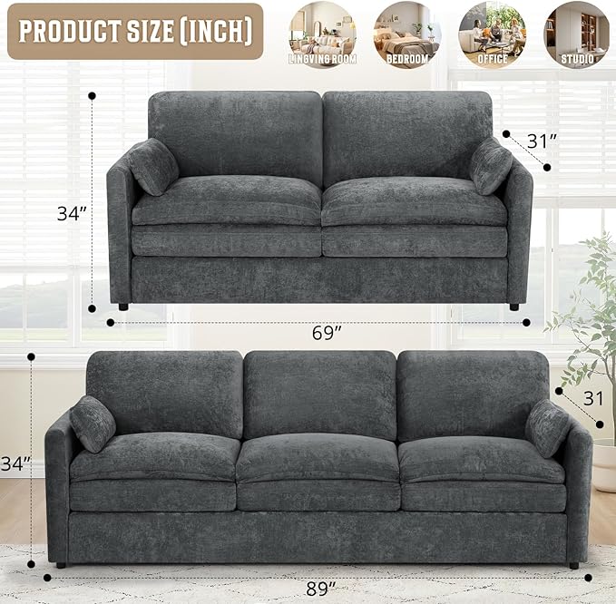 Chenille Upholstered Sofa Set